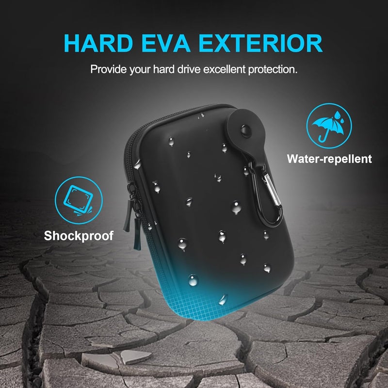 Lacdo حقيبة حمل القرص الصلب لتوشيبا كانفيو باسيكس / كانفيو فليكس / كانفيو أدفانس / الألعاب القرص الصلب الخارجي المحمول 1TB 2TB 3TB 4TB 2.5 بوصة HDD حقيبة سفر EVA مقاومة للصدمات، أسود + أسود - Image 4